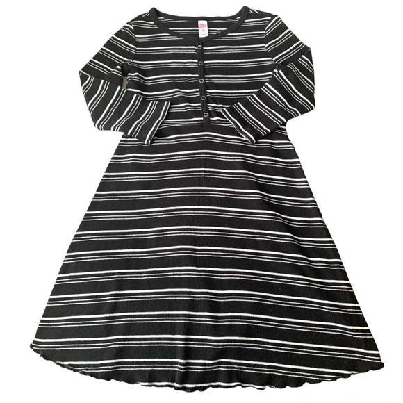 Justice Girls Size 10 Black & White Striped A Line Dress - Picture 1 of 7